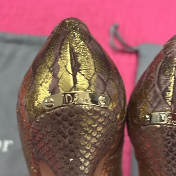 Dior Gold Peep-Toe Heels, US6,5 - Picture 8 of 13